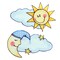 BaZooples Iron-on Patch Applique/Patch Moon Cloud and Sun Cloud Pack of 2